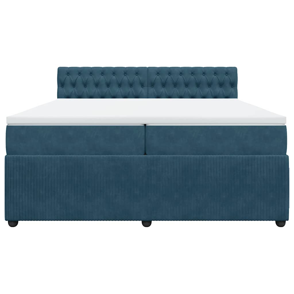 Giroletto a Molle con Materasso Blu 200x200 cm in Velluto