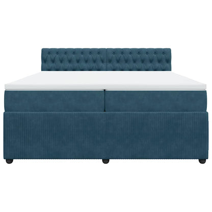 Giroletto a Molle con Materasso Blu 200x200 cm in Velluto