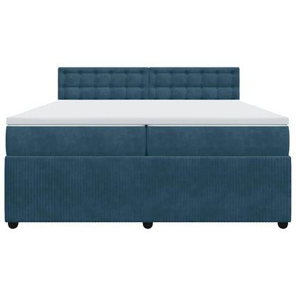 Giroletto a Molle con Materasso Blu 200x200 cm in Velluto