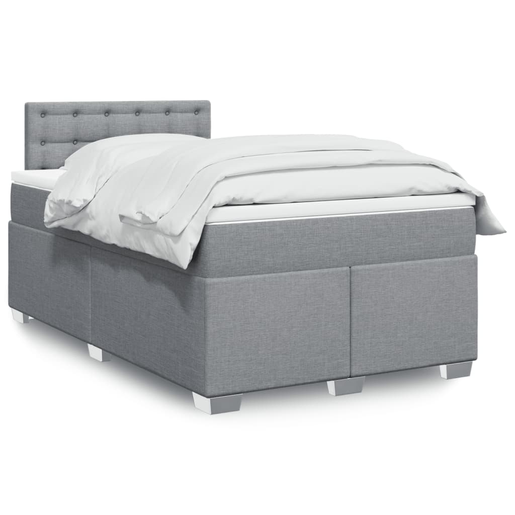 Giroletto a Molle con Materasso Grigio Chiaro 120x200cm Tessuto