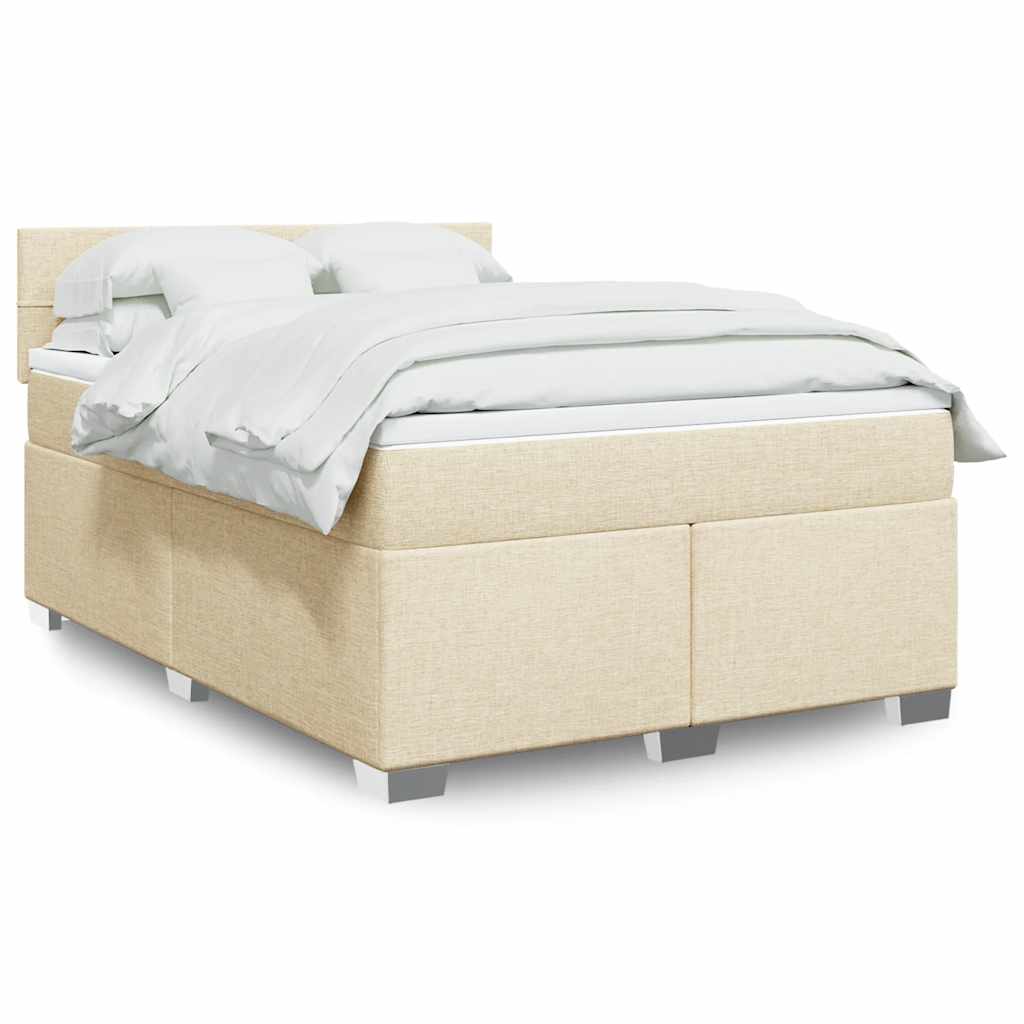 Giroletto a Molle con Materasso Crema 140x19 cm in Tessuto