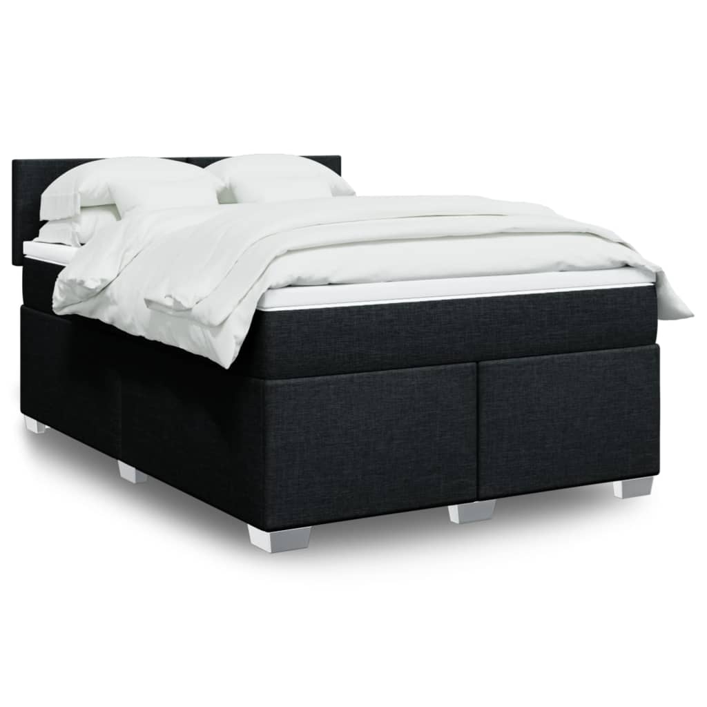 Giroletto a Molle con Materasso Nero 140x200 cm in Tessuto