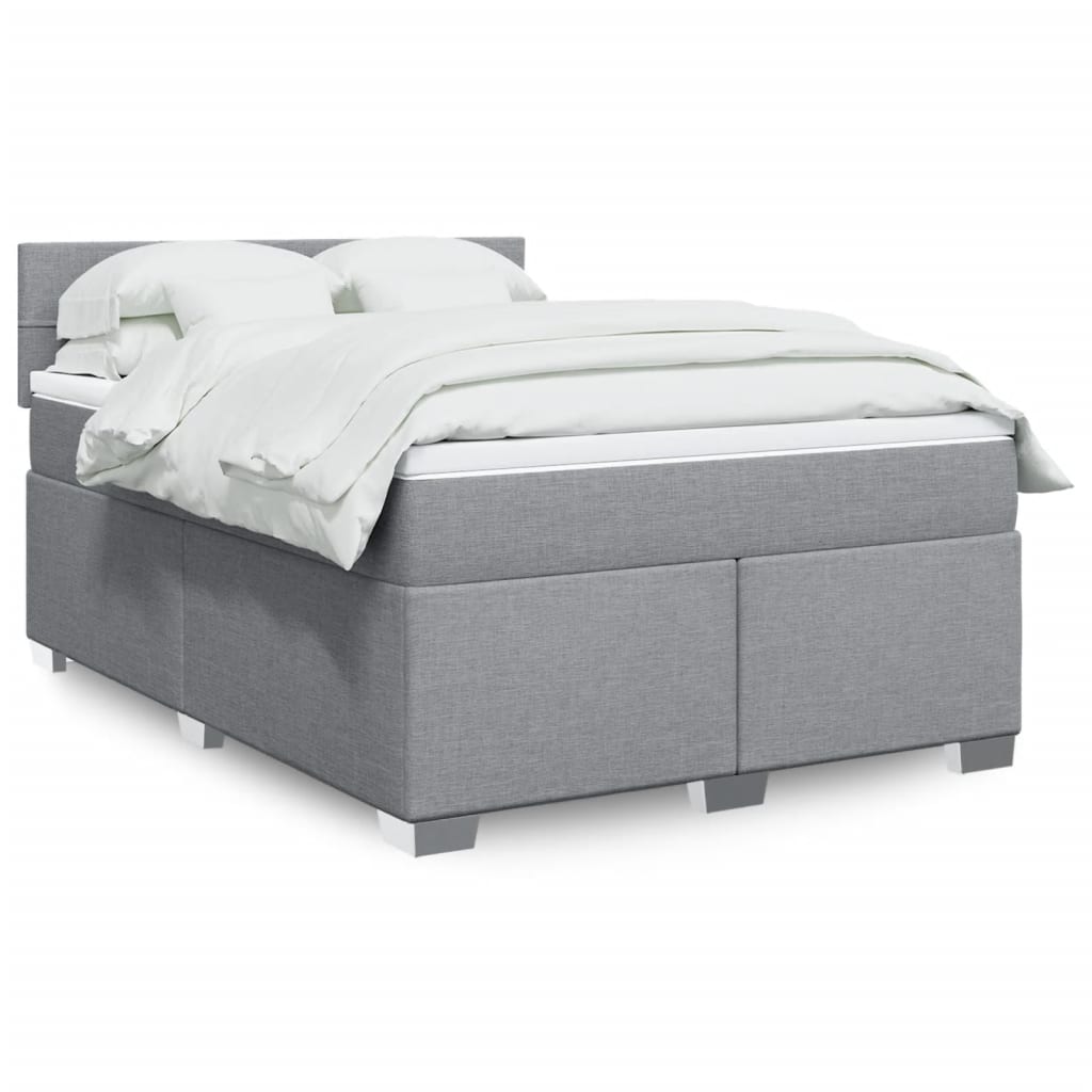 Giroletto a Molle con Materasso Grigio Chiaro160x200 cm Tessuto