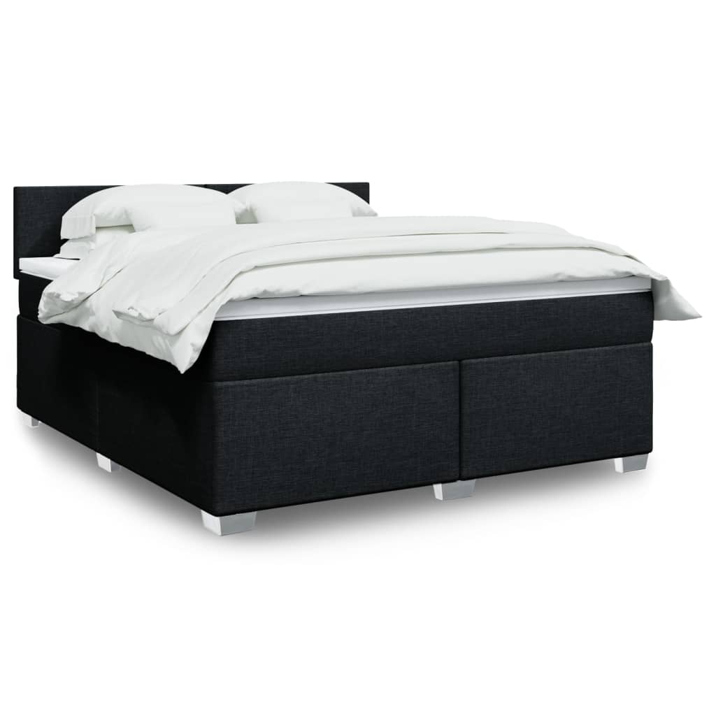 Giroletto a Molle con Materasso Nero 180x200 cm in Tessuto