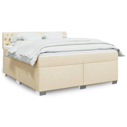 Giroletto a Molle con Materasso Crema 180x200 cm in Tessuto