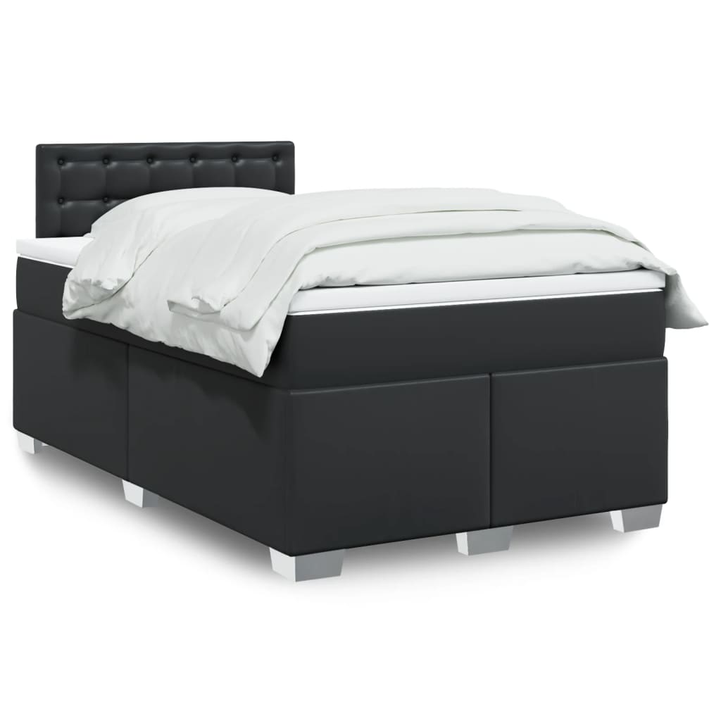 Giroletto a Molle con Materasso Nero 120x190 cm in Similpelle
