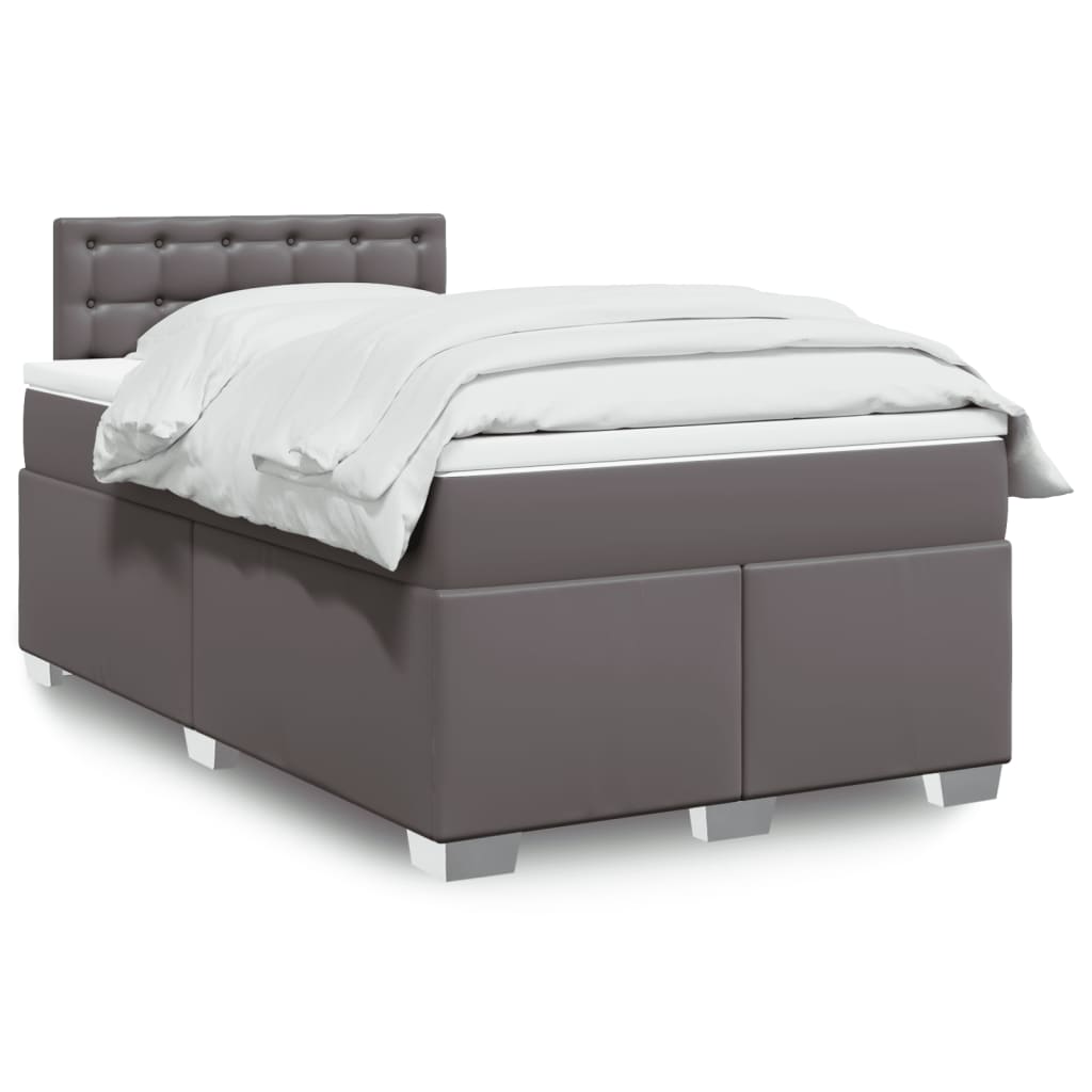 Giroletto a Molle con Materasso Grigio 120x200 cm in Similpelle