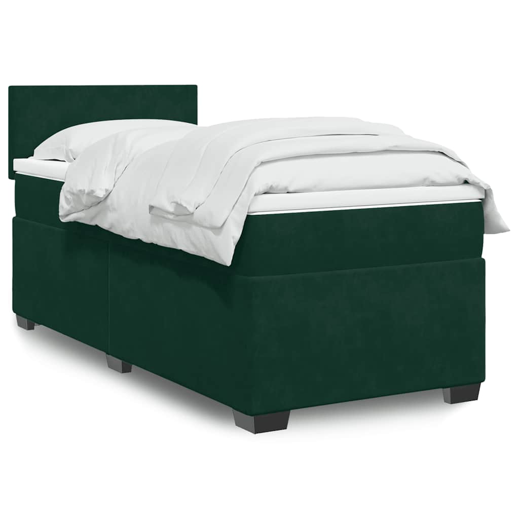 Giroletto a Molle con Materasso Verde Scuro 80x200 cm Velluto