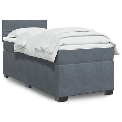 Giroletto a Molle con Materasso Grigio Scuro 80x200 cm Velluto