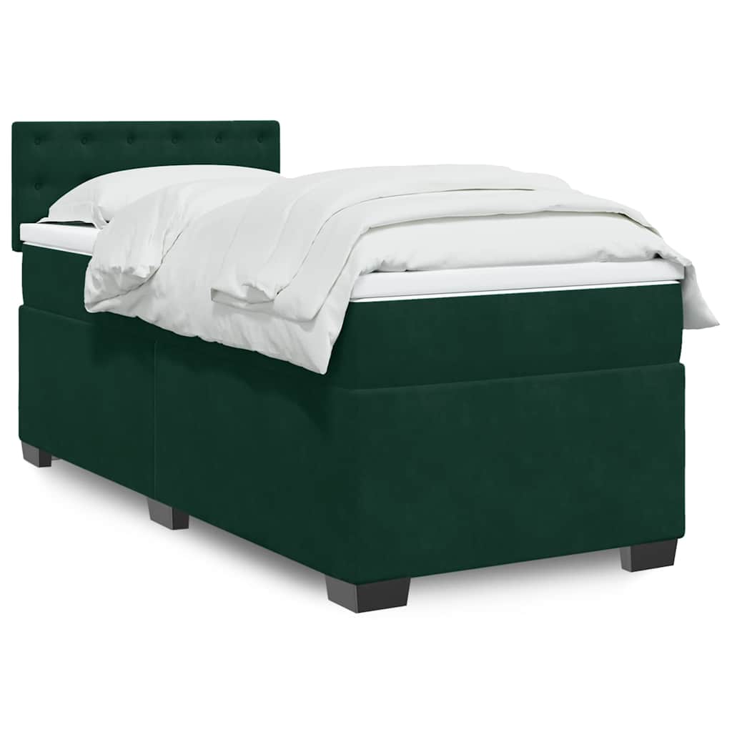 Giroletto a Molle con Materasso Verde Scuro 80x200 cm Velluto