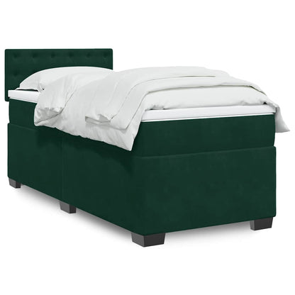 Giroletto a Molle con Materasso Verde Scuro 80x200 cm Velluto