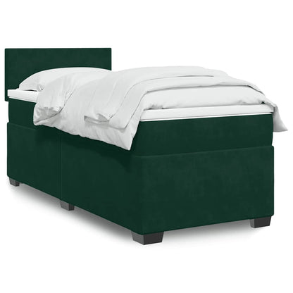 Giroletto a Molle con Materasso Verde Scuro 90x200 cm Velluto