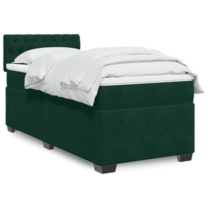 Giroletto a Molle con Materasso Verde Scuro 90x200 cm Velluto