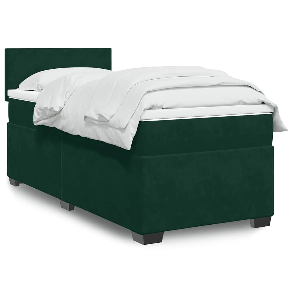 Giroletto a Molle con Materasso Verde Scuro 100x200 cm Velluto