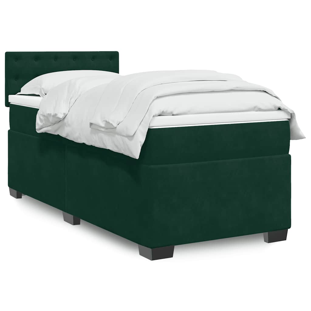 Giroletto a Molle con Materasso Verde Scuro 100x200 cm Velluto
