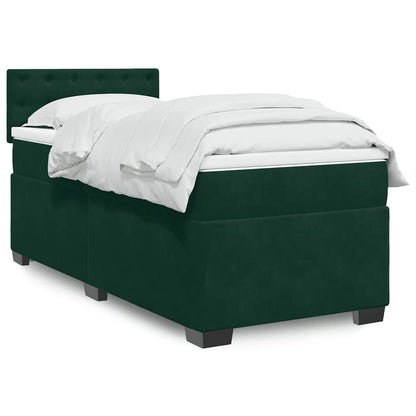 Giroletto a Molle con Materasso Verde Scuro 100x200 cm Velluto