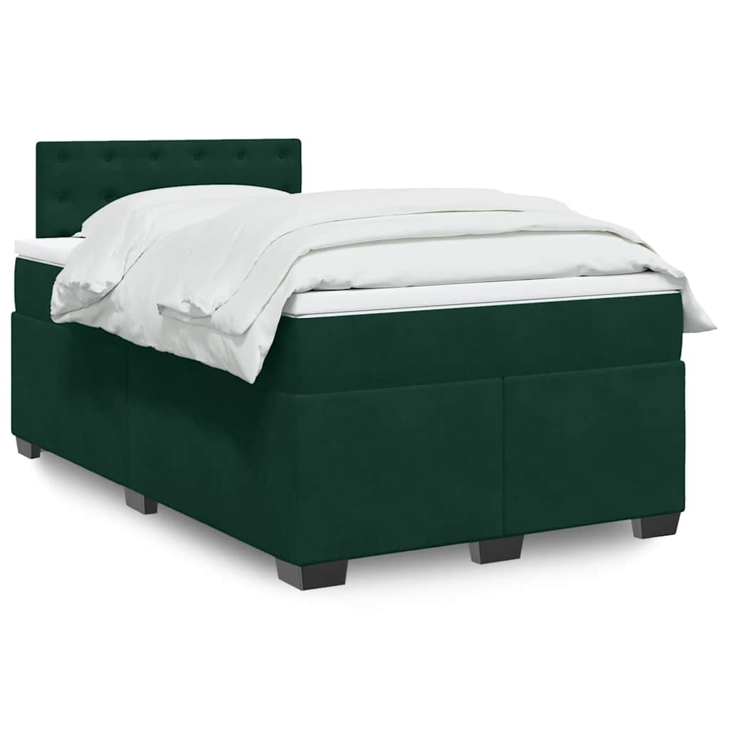 Giroletto a Molle con Materasso Verde Scuro 120x190 cm Velluto