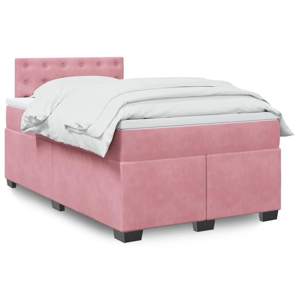 Giroletto a Molle con Materasso Rosa 120x190 cm in Velluto