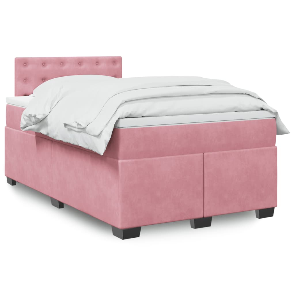 Giroletto a Molle con Materasso Rosa 120x200 cm in Velluto