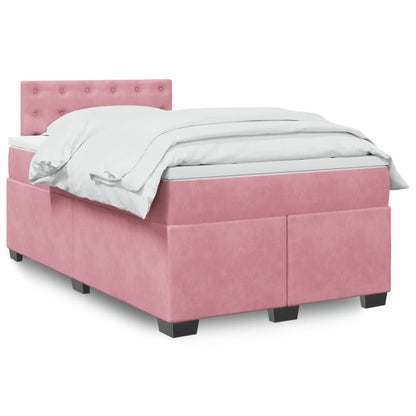 Giroletto a Molle con Materasso Rosa 120x200 cm in Velluto