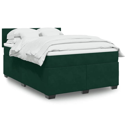 Giroletto a Molle con Materasso Verde Scuro 140x190 cm Velluto