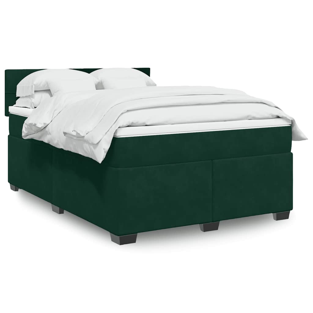 Giroletto a Molle con Materasso Verde Scuro 140x190 cm Velluto