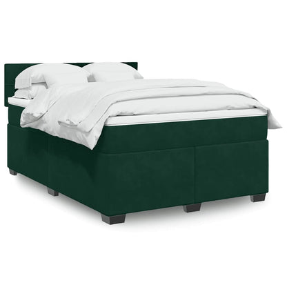 Giroletto a Molle con Materasso Verde Scuro 140x190 cm Velluto