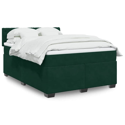 Giroletto a Molle con Materasso Verde Scuro 140x190 cm Velluto