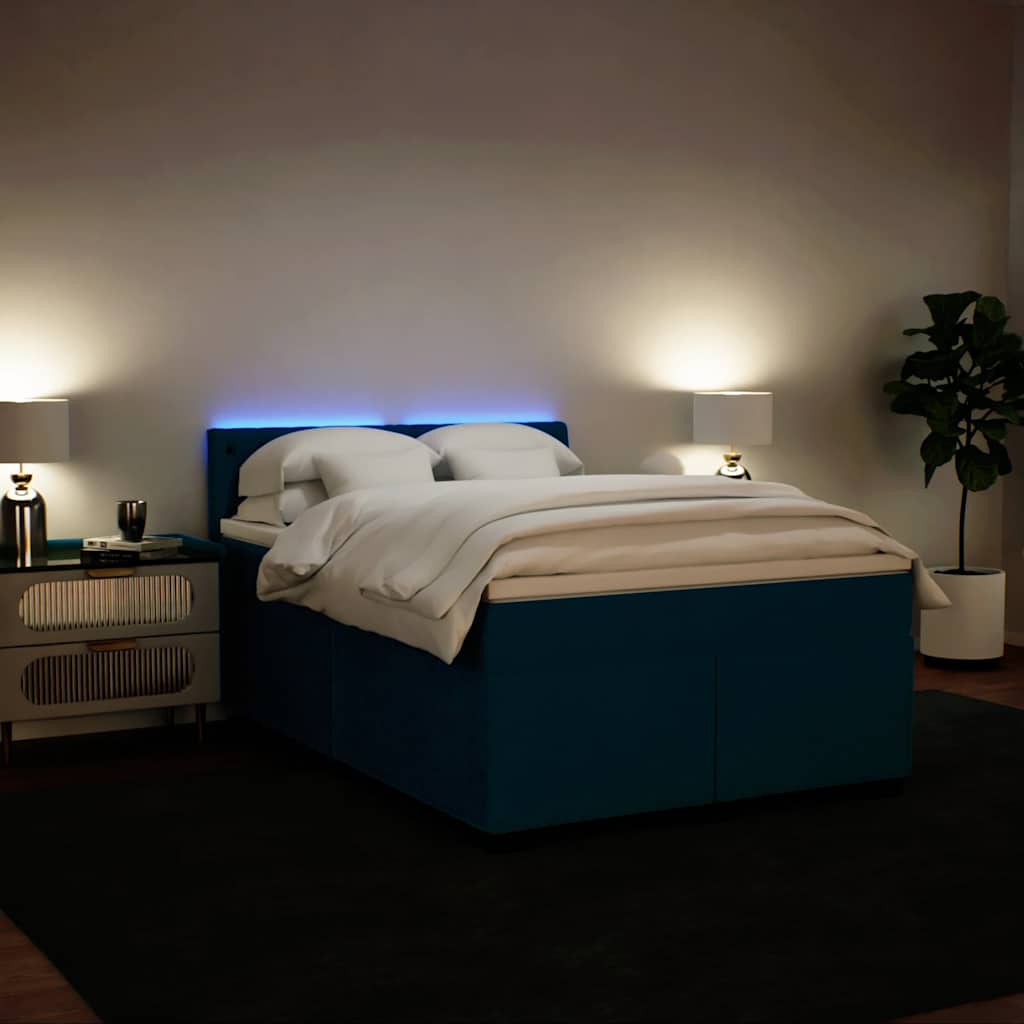 Giroletto a Molle con Materasso Blu 140x190 cm in Velluto