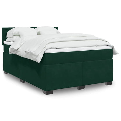 Giroletto a Molle con Materasso Verde Scuro 140x190 cm Velluto