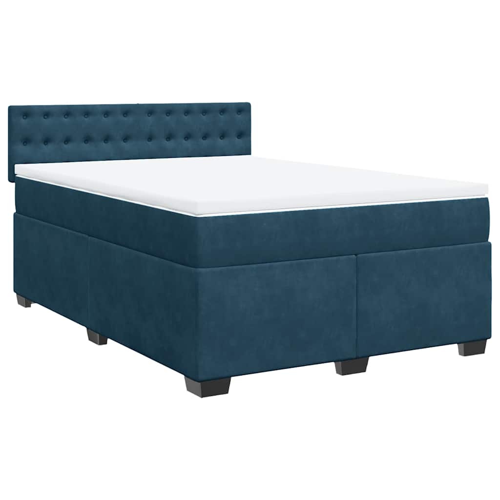 Giroletto a Molle con Materasso Blu 140x190 cm in Velluto
