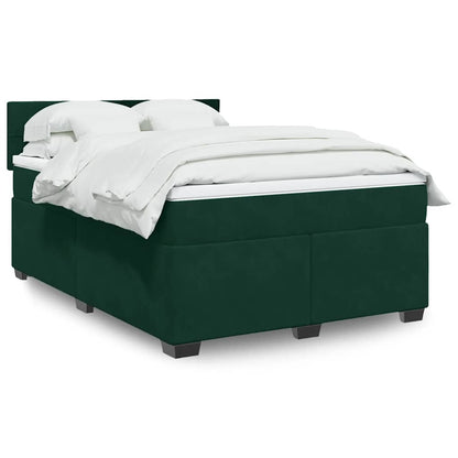 Giroletto a Molle con Materasso Verde Scuro 140x200 cm Velluto
