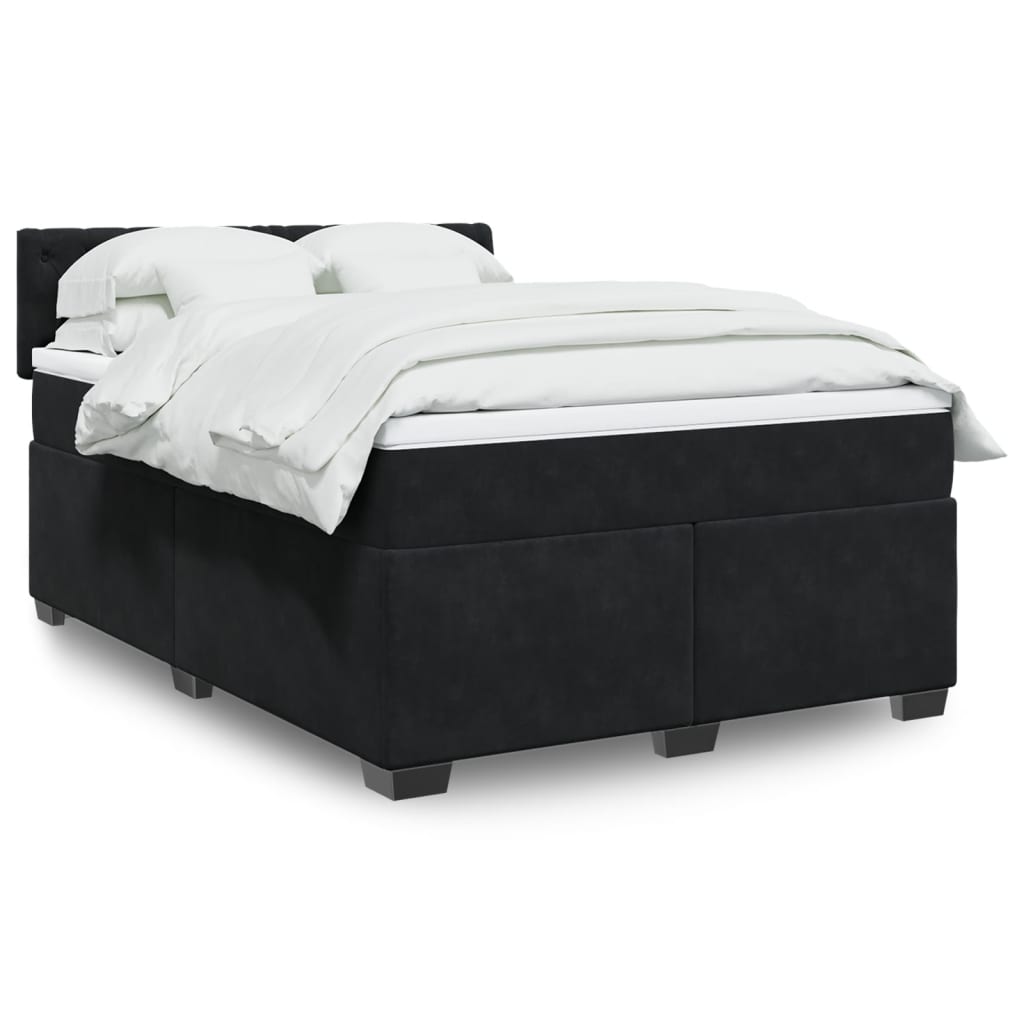Giroletto a Molle con Materasso Nero 140x200 cm in Velluto