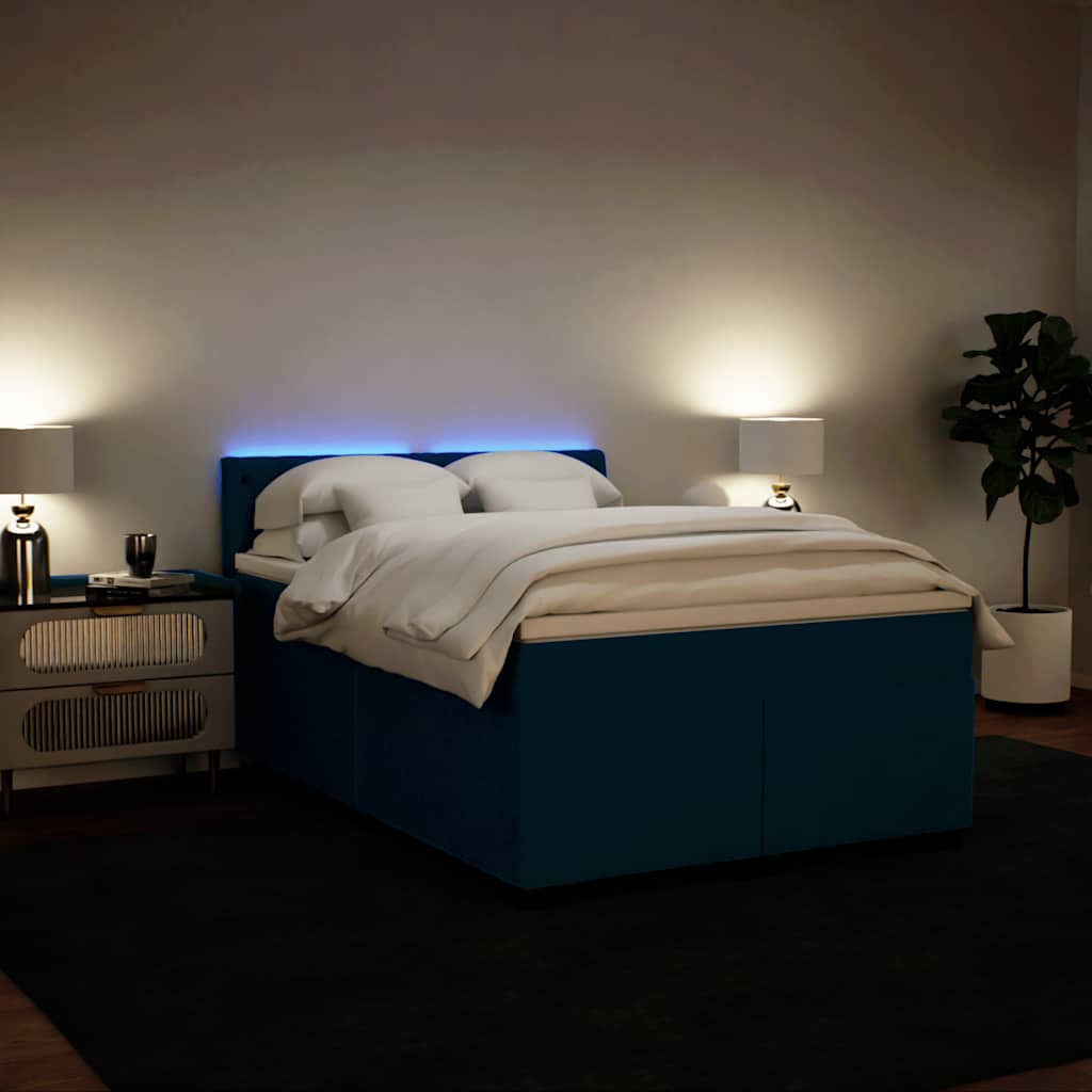 Giroletto a Molle con Materasso Blu 140x200 cm in Velluto