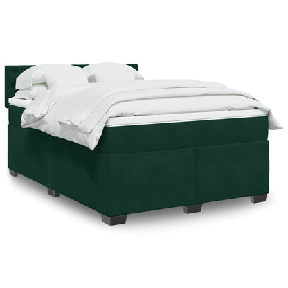 Giroletto a Molle con Materasso Verde Scuro 140x200 cm Velluto