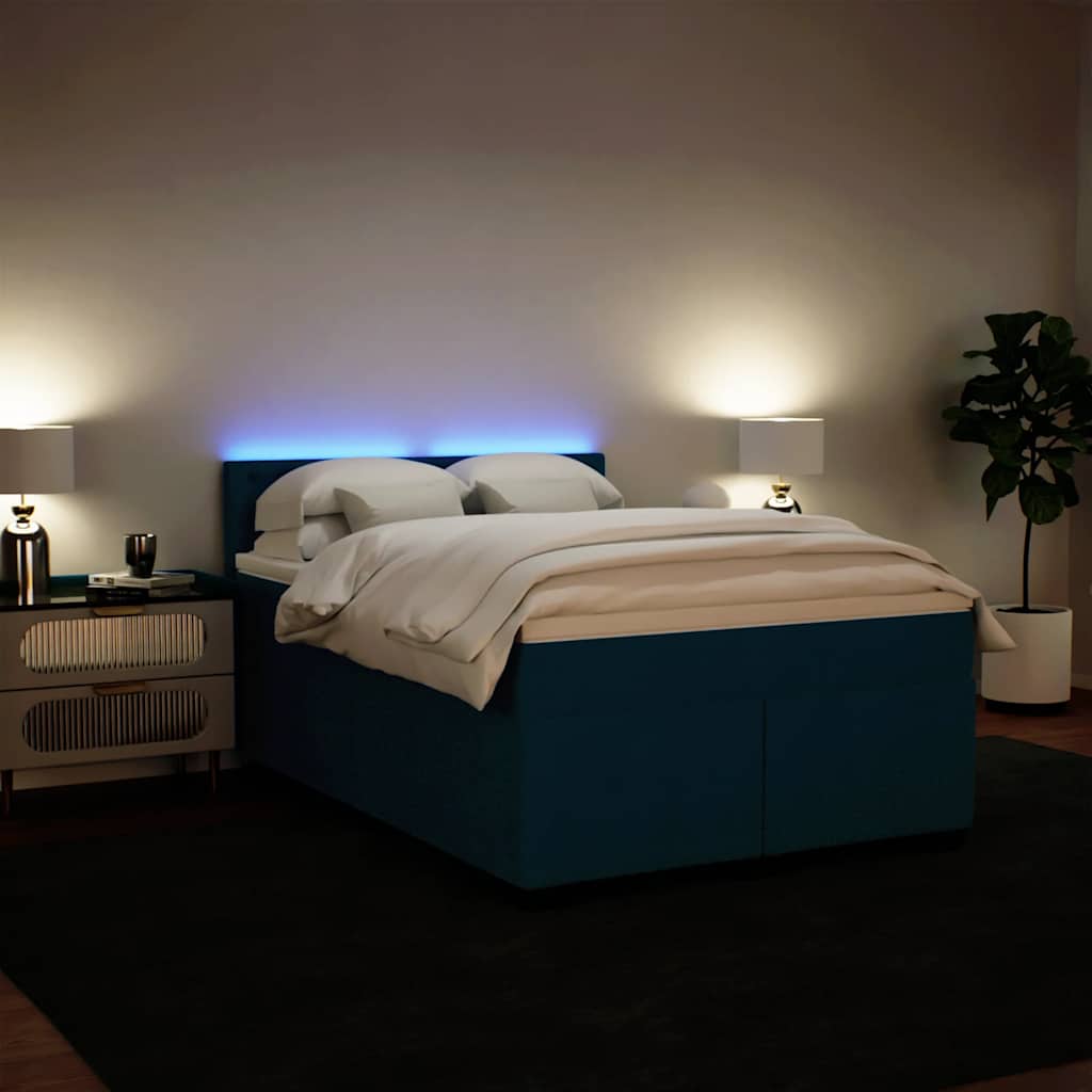 Giroletto a Molle con Materasso Blu 140x200 cm in Velluto