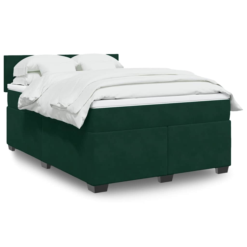 Giroletto a Molle con Materasso Verde Scuro 160x200 cm Velluto