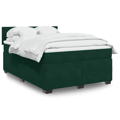 Giroletto a Molle con Materasso Verde Scuro 160x200 cm Velluto