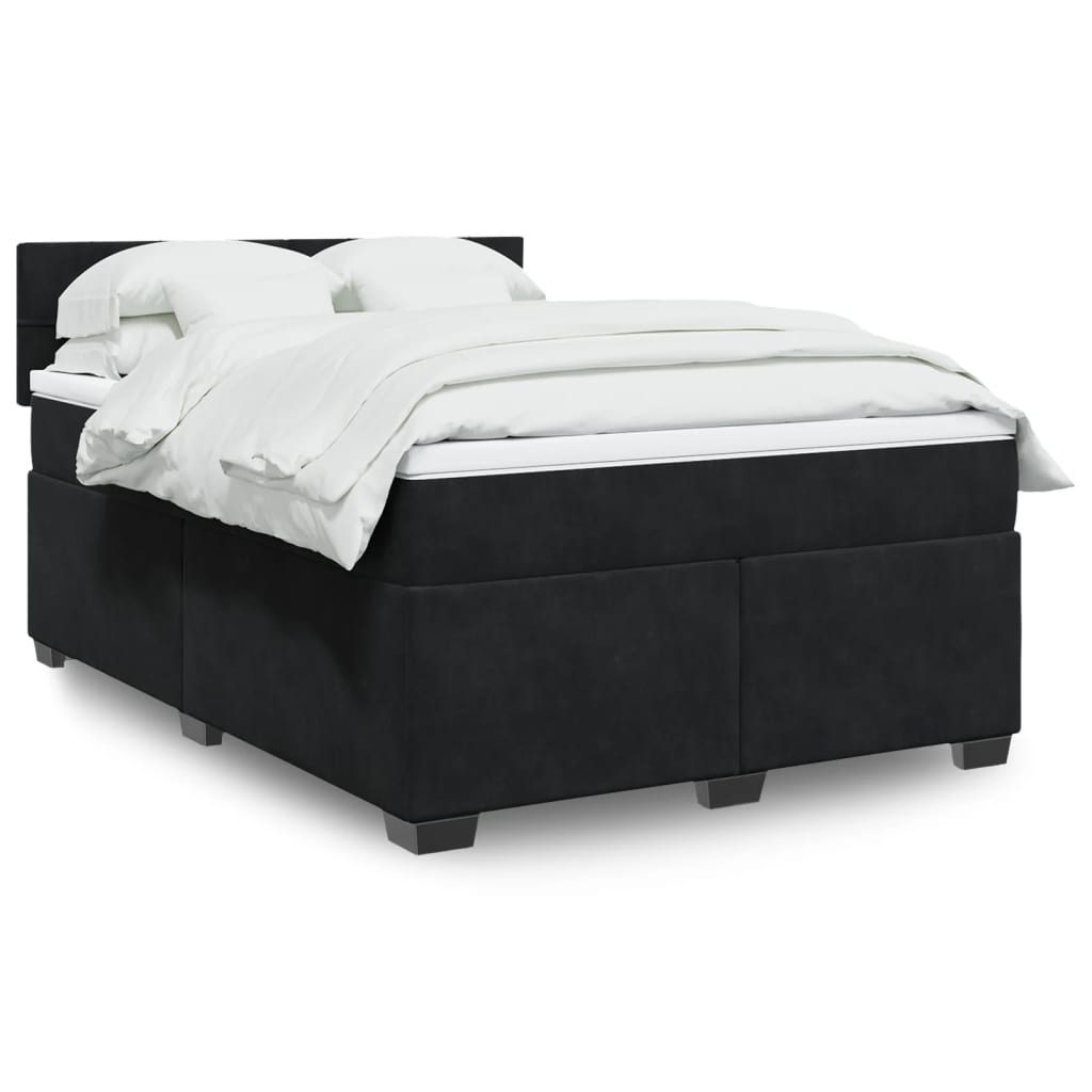 Giroletto a Molle con Materasso Nero 160x200 cm in Velluto