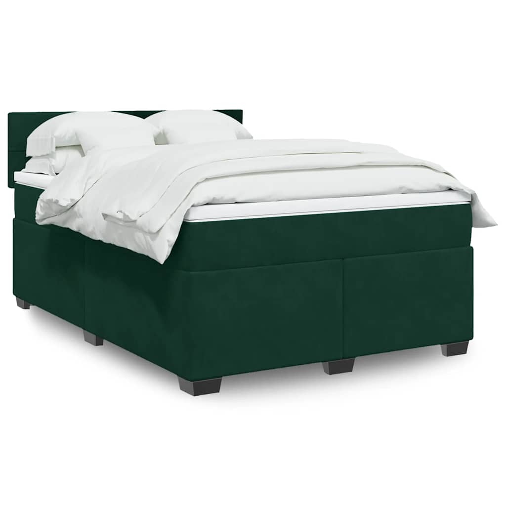 Giroletto a Molle con Materasso Verde Scuro 160x200 cm Velluto