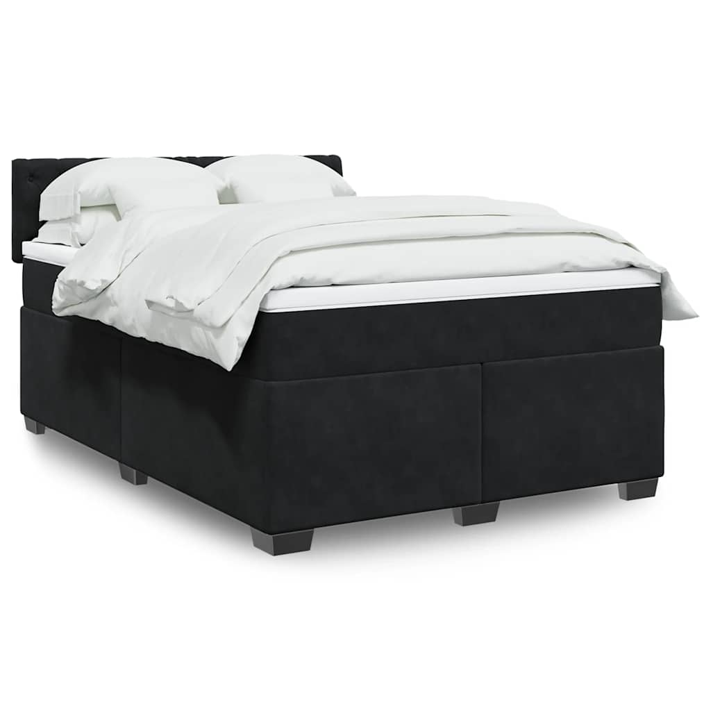 Giroletto a Molle con Materasso Nero 160x200 cm in Velluto