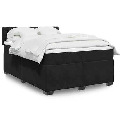 Giroletto a Molle con Materasso Nero 160x200 cm in Velluto
