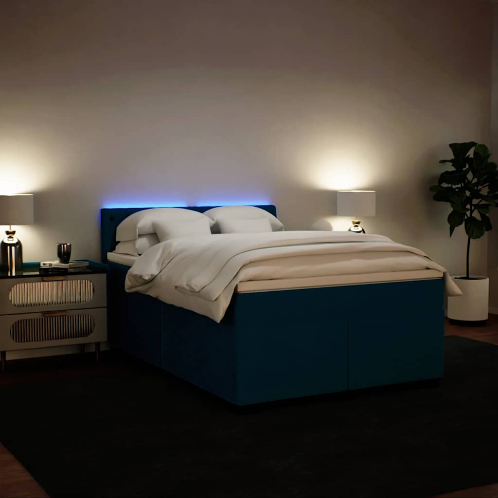 Giroletto a Molle con Materasso Blu 160x200 cm in Velluto