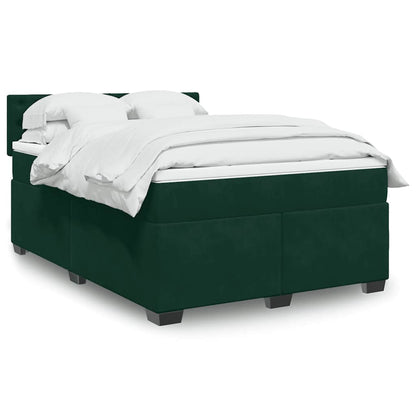 Giroletto a Molle con Materasso Verde Scuro 160x200 cm Velluto