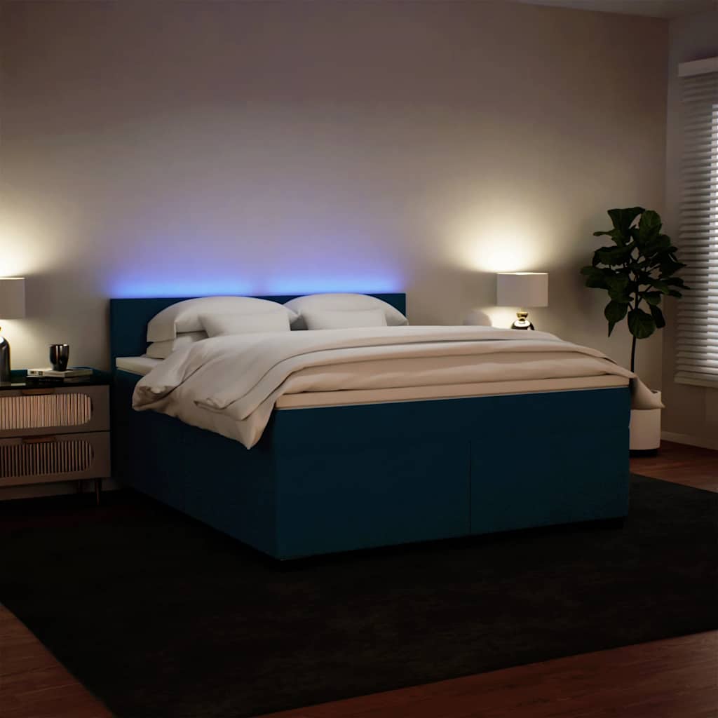 Giroletto a Molle con Materasso Blu 180x200 cm in Velluto