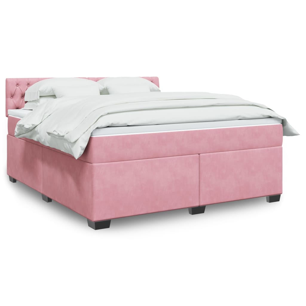 Giroletto a Molle con Materasso Rosa 180x200 cm in Velluto