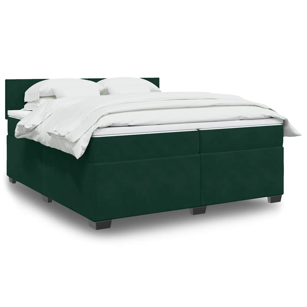 Giroletto a Molle con Materasso Verde Scuro 200x200 cm Velluto