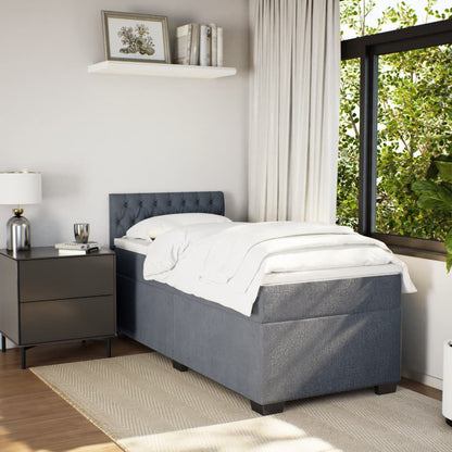 Letto a Molle con Materasso Grigio Scuro Singolo in Velluto