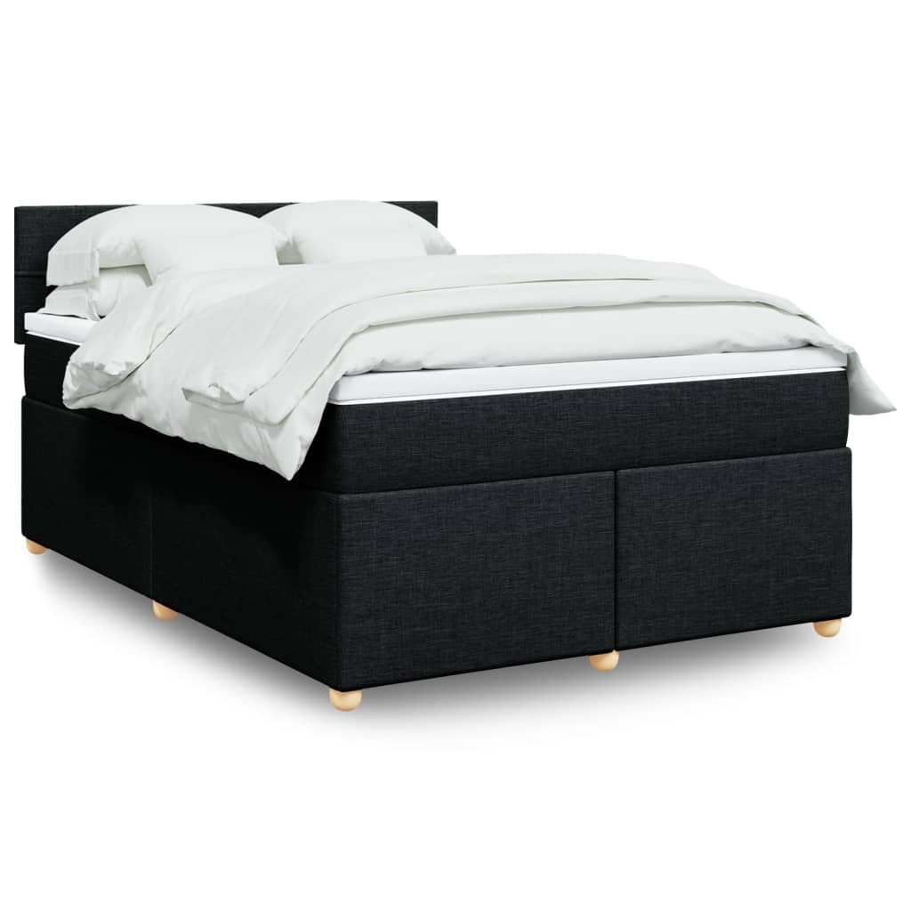 Giroletto a Molle con Materasso Nero 140x190 cm in Tessuto