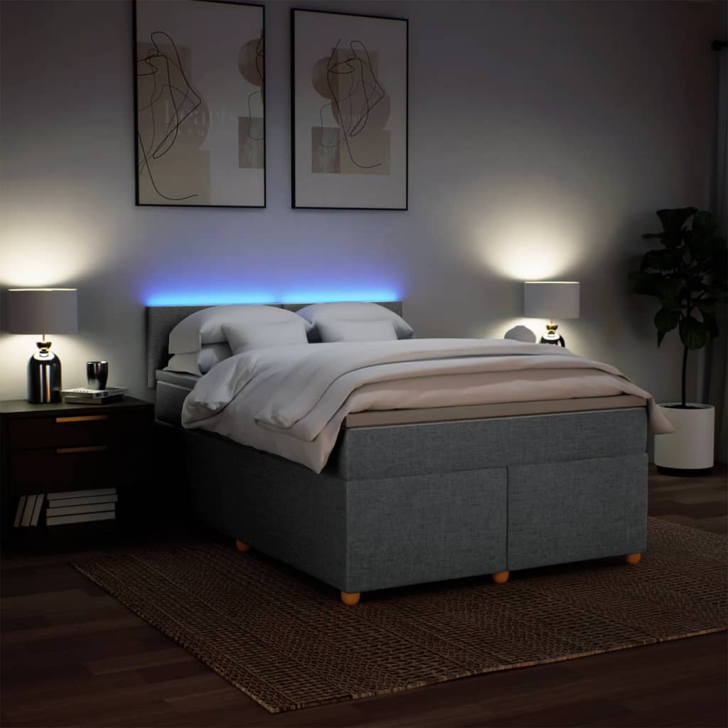 Giroletto a Molle con Materasso Grigio Chiaro 160x200cm Tessuto